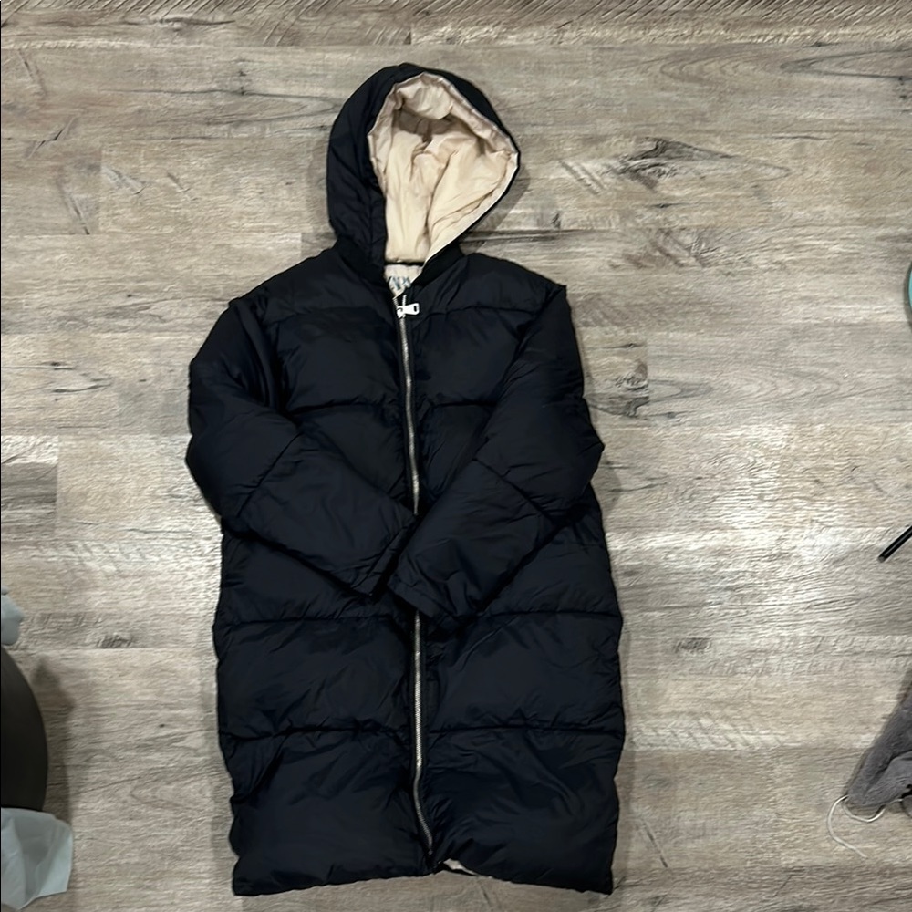 Black Hooded girls Puffer Coat